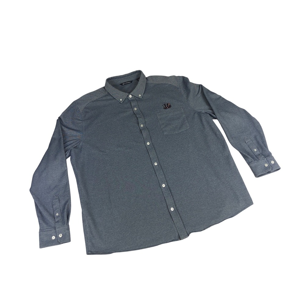 Cutter & Buck Bengals‎ Mens XXL Blue Heathered Button Down Shirt Stretch Pique